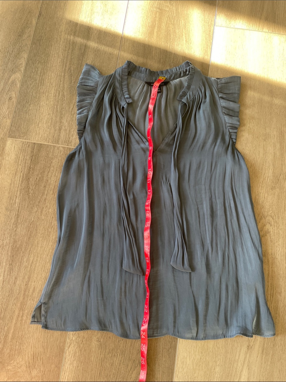 Banana Republic Slate Blue Ruffle Sleeve V-Neck Blouse - Picture 7 of 7